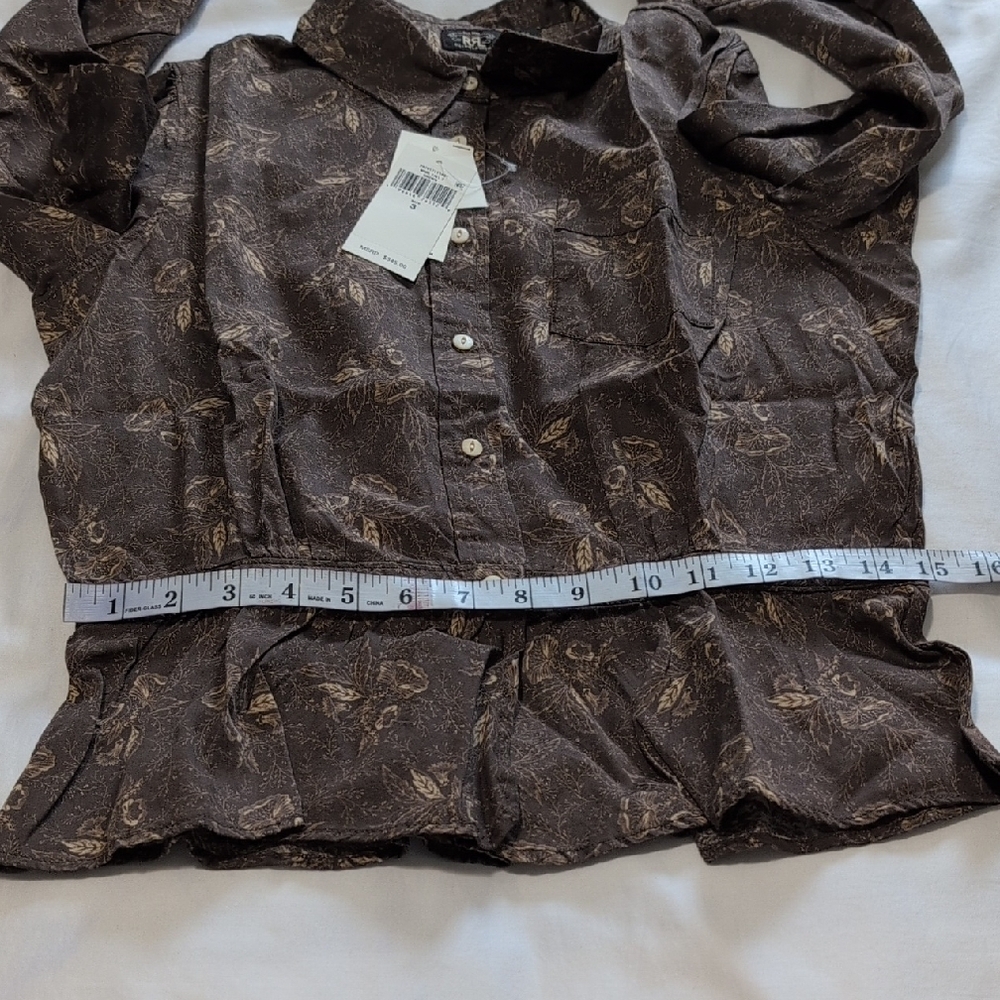 Ralph Lauren Double RL Brown Floral Blouse - Picture 8 of 10